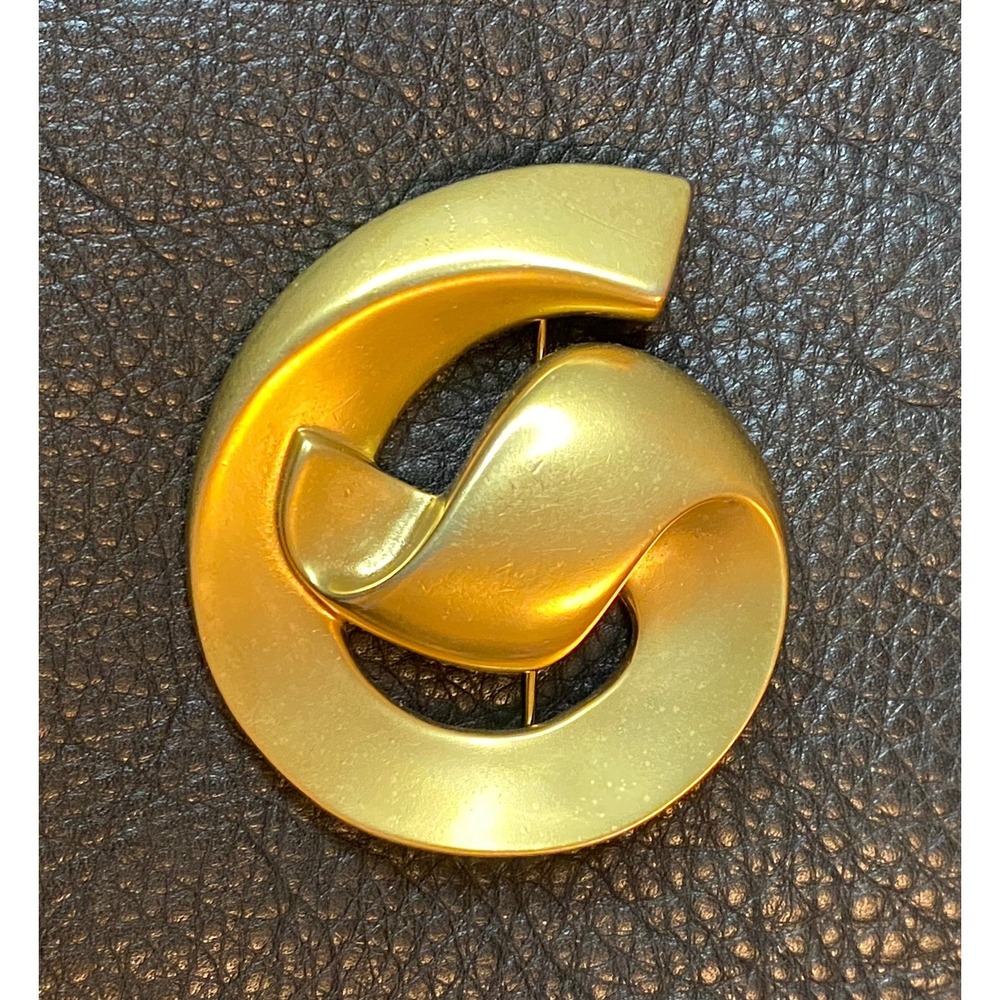 Vintage Brooch Knot Swirl /Brushed Gold Tone Metal 90s Style Unsigned